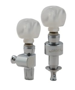 GROVER GEARED BANJO PEGS CHROME W/   ROUND PRLD BUTTON SET 5