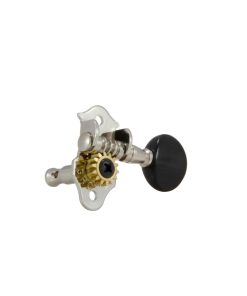 GROVER STA-TITE&trade; GEARED UKULELE PEGS NICKEL W/   BLACK BUTTONS SET 4