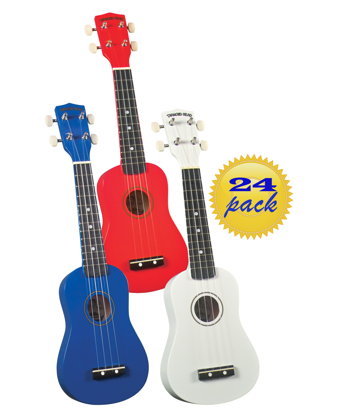 Diamond Head DU-111 Rainbow Soprano Ukuleles - 24 Pack