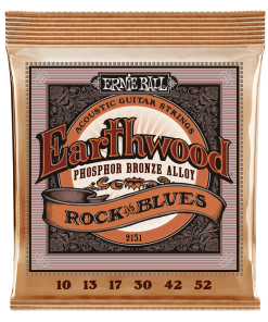 Earthwood Rock and Blues w/Plain G Phosphor Bronze Acoustic Guitar Strings - 10-52 Gauge