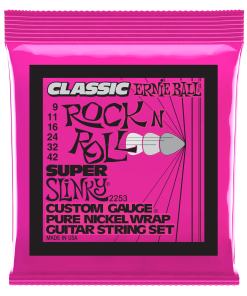 Super Slinky Classic Rock n Roll Pure Nickel Wrap Electric Guitar Strings - 9-42 Gauge