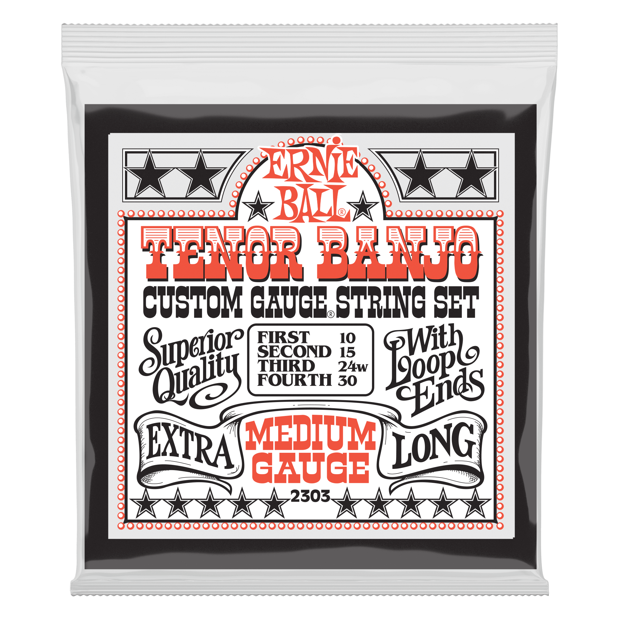 Medium Loop End Stainless Steel Tenor Banjo Guitar Strings - 10-30 Gauge