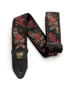 Red Rose Jacquard Guitar Strap