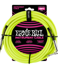 18' Braided Straight / Angle Instrument Cable Neon - Yellow